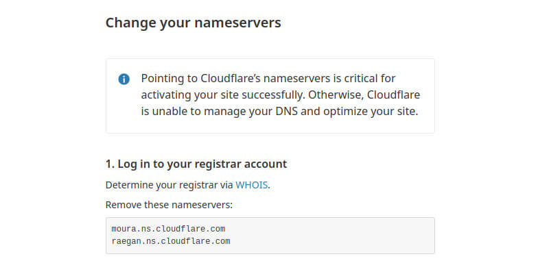 Aponte seu Domínio para os Nameservers do CloudFlare